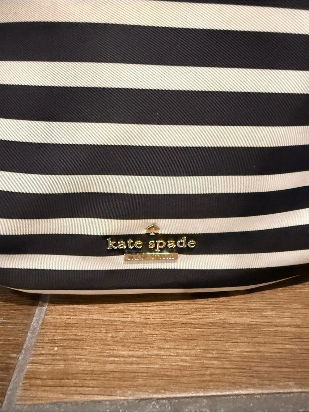 Kate Spade Black and White Striped Bow-Top Crossbody Shoulder Bag